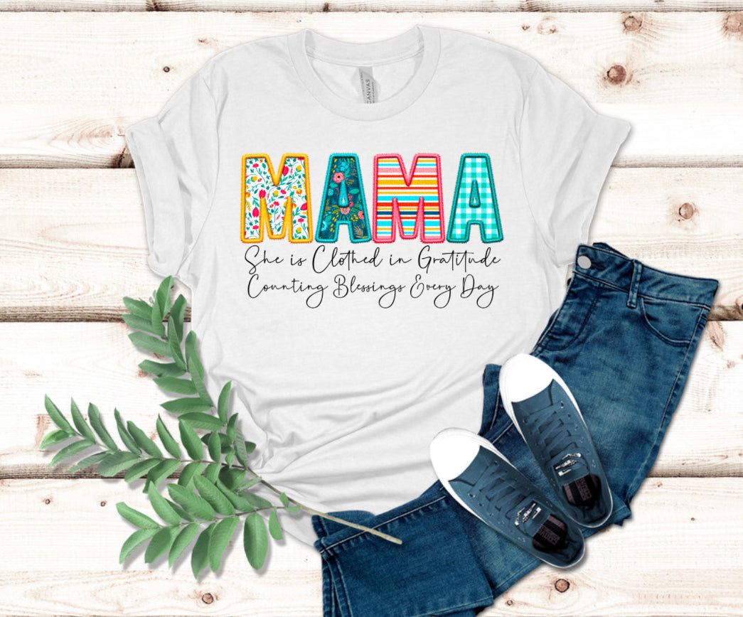 Faux Embroidery- Mama Tee