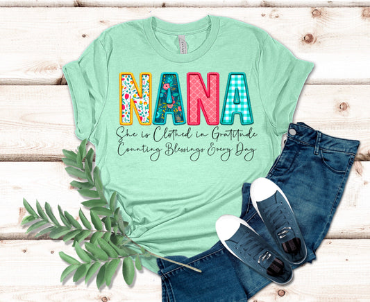 Faux Embroidery- Nana Tee